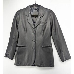 Vintage Compagnie Internationale Express Black Leather Blazer Jacket Womens M